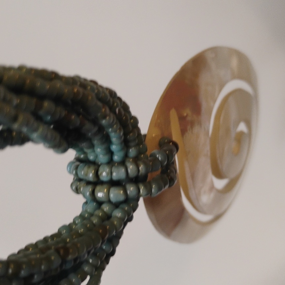 Statement Spiral Shell Pendant With Multiple Stra… - image 8